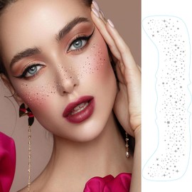 Glitter Freckles Face Tattoo, Glitter Freckles for Face, 6 pcs Silvery Sparkle Freckles, Face Glitter Makeup Patches (Silvery-Style-1)