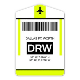 Squiddy Dallas Fort Worth Texas Airport Code DRW Travel Luggage Tag - Vinyl Sticker for Car, Laptop, Notebook (5" high)