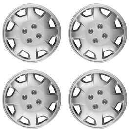OxGord 15 inch Silver Snap-On Hubcaps with 8 Spoke Compatible with 1998-2002 Honda Accord Standard Steel Wheel Covers