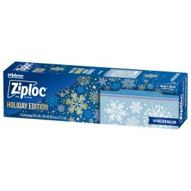 Ziploc Holiday Freezer Gallon Bags Secure Double Zipper Festive Designs 20 Count