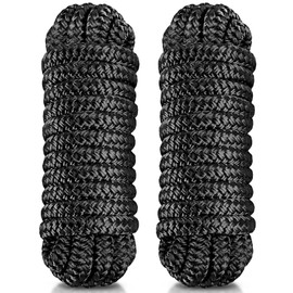 2 Pcs 1/2 Inch x 6 ft Boat Fender Lines Marine Grade Double Braided Nylon Boat Ropes with Loop for Tying Fenders and Docking Small Boats Mooring Bumper Rope Boating Gifts for Men