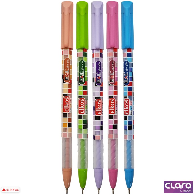 ELKOS BLUE Ballpoint Pens, 0.7mm Fine Point, Pack of 5,