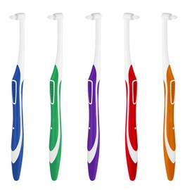 5-Pack End Tuft Toothbrush for Orthodontic Care, Small Head Interdental Orthodontic Toothbrushes, 5 Assorted Colors Ultra Soft Sulcabrush for Braces, Orthodontics Appliances, and Hard-to-Reach Areas