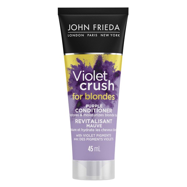 John Frieda Violet Crush Purple Conditioner for Brass Repair of Natural and Colour-Treated Blonde Hair, Travel Size (45 mL)