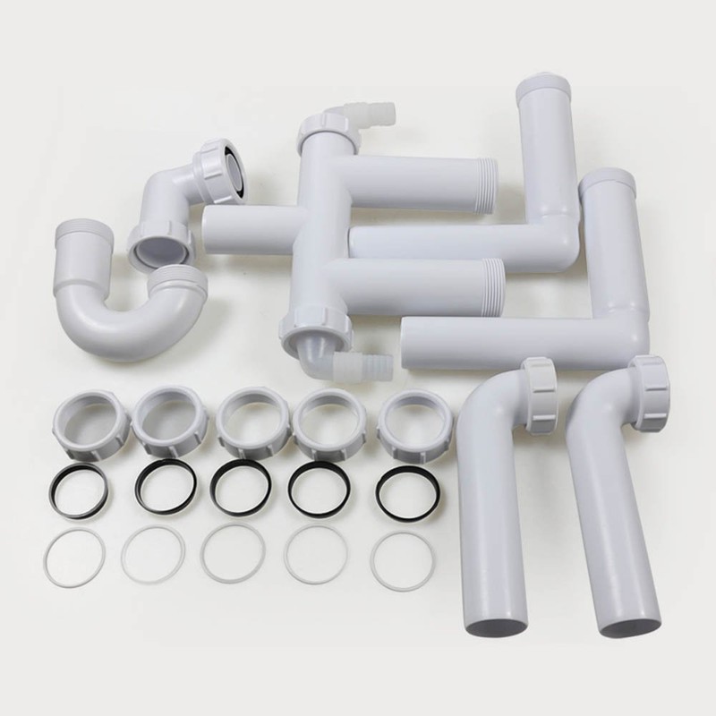 Talea Double Kitchen Sinks Drain Pipe Kit Drain Pipe Rear