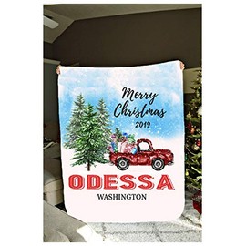 LongRelationship Plush Fleece Blanket 60x80 White Merry Christmas 2019 Odessa Washington Xmas Pattern Super Soft Fluffy Sherpa Throw TV Decorative Blanket for Bed Couch Holidays