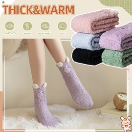 Velice Womens Fuzzy Socks Soft Cozy Fluffy Slipper Socks Winter Warm Plush Sleeping Christmas Socks(Colorful01)