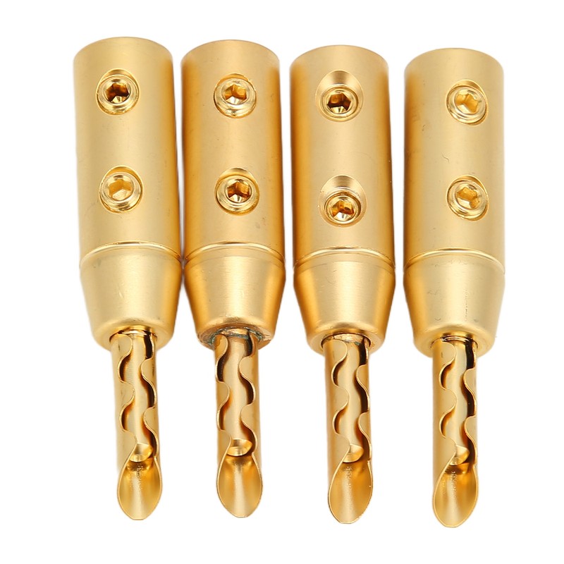 4pcs BFA Banana Plug Brass Gold Plated Open Screw Speaker