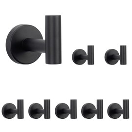 NearMoon Bath Towel Hooks- SUS 304 Stainless Steel Robe Hook Holder, Heavy Duty Coat Hook for Bathroom Livingroom Hotel Kitchen Garage, Wall Mounted (Matte Black, 8 Pack)