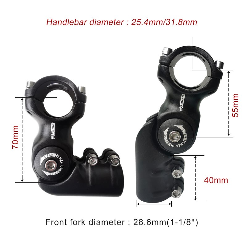 UPANBIKE Adjustable Bike Stem Riser Adapter 120 Degree 31.8mm*55mm Adjustale