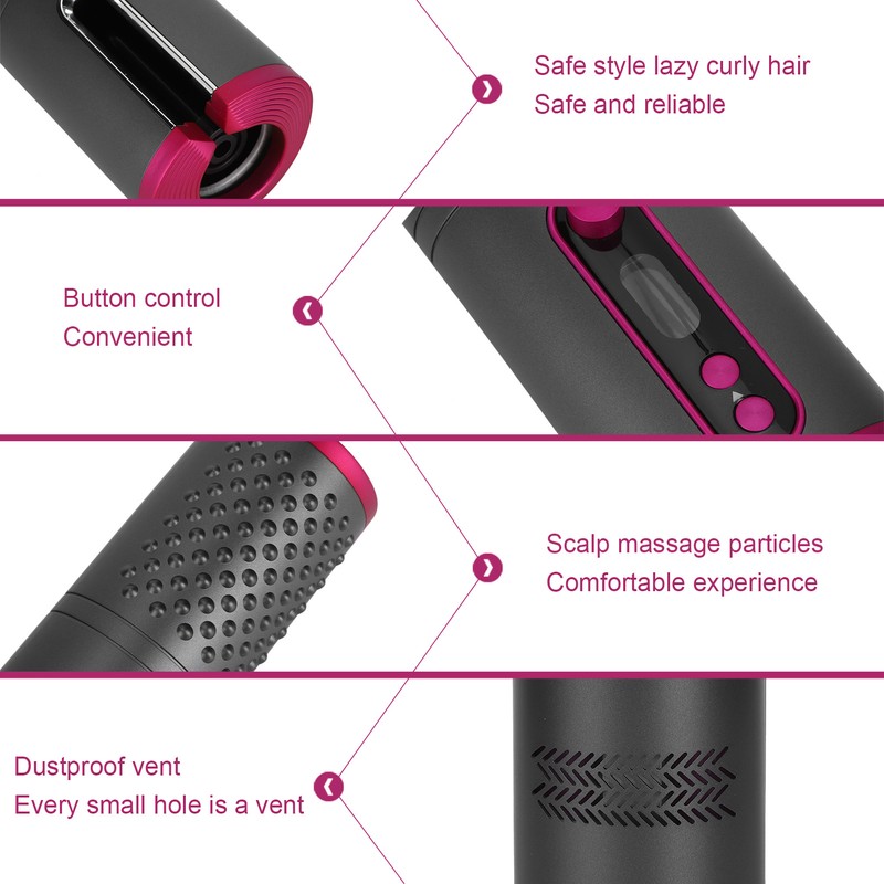 Cordless Curlers Hair Curling Iron Cordless Automatic USB Rechargeable MultiFunction