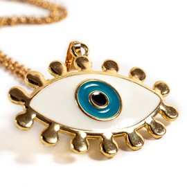 Alea Collection Evil Eye Blue and white Pendant Amulet Necklace Joyeria De Proteccion Ojo Turco