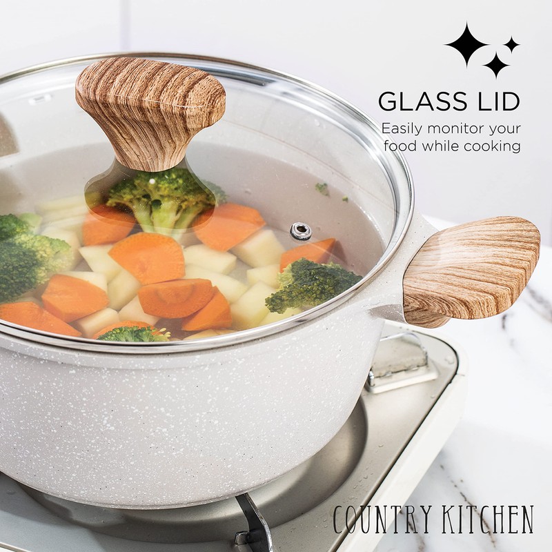 Country Kitchen Non-Stick Cast Aluminum Cookware Set - Durable Kitchen