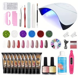 Finger Secret Poly Nail Gel Kit with Nail Lamp (Poly-10C, 1SET)