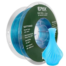 EPAX 1.75mm Glass Light Blue Fast PETG 3D Printer Filament, High Speed PETG 3D Printing Filament, Dimensional Accuracy +/- 0.03 mm, 1KG Spool