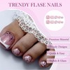 24Pcs French Glitter Press on Toenails – Short Square Fake