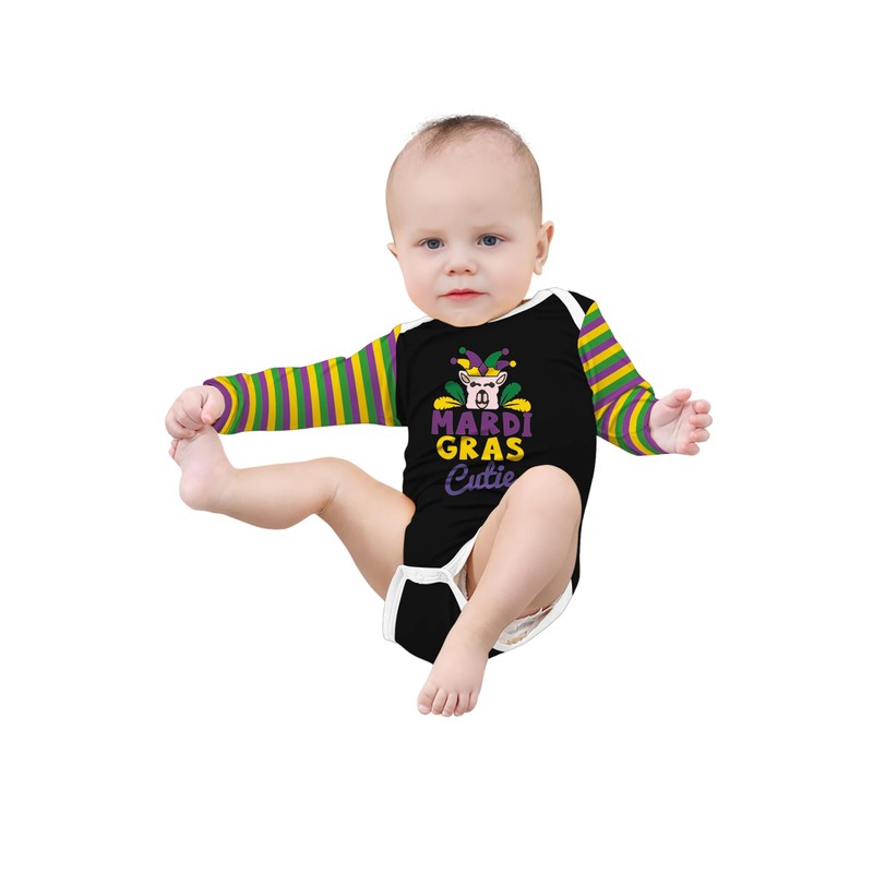 TMSD Infant Boys Mardi Gras Long Sleeve Cotton Onesie Bodysuit