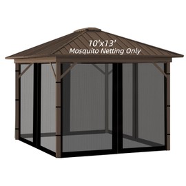 Hiviva 10x13FT Mosquito Netting for Gazebo,Pergola,Pop up Canopy Tent,4-Panel with Zipper for Outdoor Patio,Backyard (Black,Mosquito Net Only)