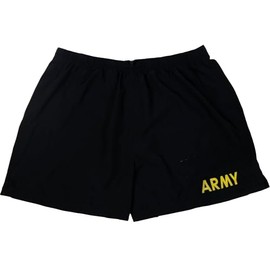 Gear Rack USGI Military Men's APFU Shorts Army Black and Gold PT Physical Fitness Trunks (US, Alpha, Small, Regular, Regular, Black)