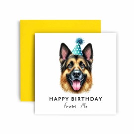 Huxters Birthday Card from the Dog – German Shepherd - Happy Birthday to Dog Mum and Dog Dad – Birthday Card from the Dog to Friends Family First Birthday (German Shepherd)