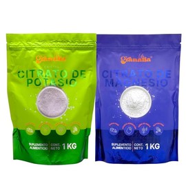 Life Citrato de Magnesio Puro 1 kg + Citrato de Potasio Puro 1 kg en polvo | 100% Puro | Sin sabor, Sin azúcar, Sin Gluten | Kit