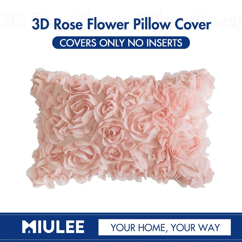 MIULEE 3D Decorative Spring Romantic Stereo Chiffon Rose Flower Pillow