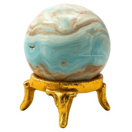 Amazing Gemstone Caribbean Calcite Crystal Ball with Stand - 2" Inches Crystal Sphere Meditation Balls for Witchcraft and Decorative Balls