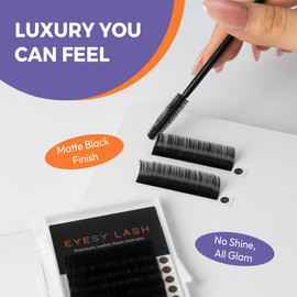 Eyesy Lash Cashmere Volume Eyelash Extensions Premium Individual Lashes - 0.07mm Thickness D Curl 13-20mm Mixed Tray - Super Soft Matte Black Single Eyelash Easy to Fan for Professional Salon Use