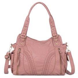 Montana West Pink Handbags Womens Purses Soft Washed Leather Shoulder Hobo Tote Ladies Crossbody Bag MWC-019PK