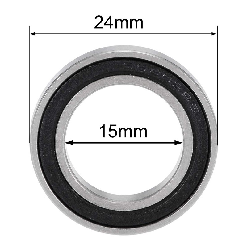 sourcing map S6802-2RS Deep Groove Ball Bearings 15mm x 24mm
