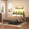 Homieasy Full Size Bed Frame with Charging Station and Led