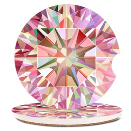 Pink Diamond Absorbent Cup Holders Car Coasters,Ceramic Stone Drinks Coaster Set for Women Man 2.56"(2 Pack)