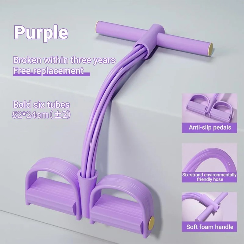 6-Tube Resistance Band Pedal Puller for Home Workouts – Elastic
