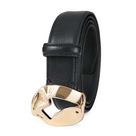 RISANTRY Women Black Genuine Leather Belt Luxury Belt for Women Gold Buckle A Stylish Accessory Perfect for Any Outfit