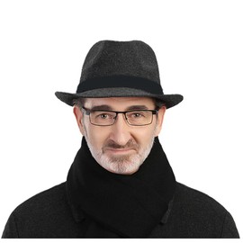 Men Warm Fedoras Felt Trilby Hat Vintage Panama Hat with Short Brim Winter Bowler Hat Outdoor British Hat Jazz Costume Hat, Deep Gray, One Size