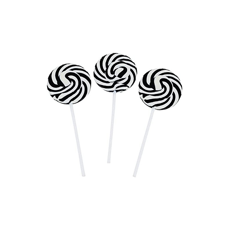 BLACK SWIRL LOLLIPOPS - 24 SUCKERS INDIVIDUALLY WRAPPED - 2