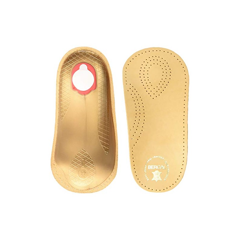 BERGAL Men's Perfect Plus 3/4 Leather Insoles Ultralight Orthotic, Tan