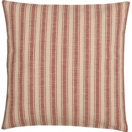 Piper Classics Market Place Red Ticking Stripe Throw Pillow Cover, 20" x 20", Farmhouse Décor Red & Cream w/Buttons, Christmas, Patriotic