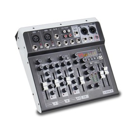 Professional Audio Mixer with DSP Effects, 48V Phantom Power, 99 Digital Effects, XLR and 6.35mm Inputs