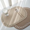 Artepele artificial leather oval chain embroidery table mat 2 pieces,