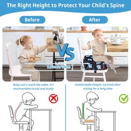 TOTIDYH SitzerhöHung Stuhl Kind, Tragbare Rutschfestes Sitzkissen Kinder, Waschbar SitzerhöHung Kinder Stuhl mit 2 Sicherheitsgurten, Zerlegbar StuhlerhöHung Kind(Elefant)