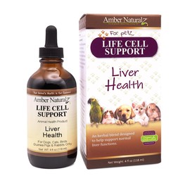 AMBER NATURALZ Amber NaturalZ Life Cell Support Herbal Supplement for Dogs, Cats, Birds, Guinea Pigs, and Rabbits | Pet Herbal Supplement for Liver Health | 4 Fluid Ounce Glass Bottle | Manufactured in The USA