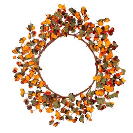 Fall Wreath 23 Inches Autumn Wreath with Eucalyptus and Pumpkins Harvest Wreath Indoors&Outdoor Thanksgiving and Farmhouse Fall Wreaths for Front Door (Yellow, 60cm)