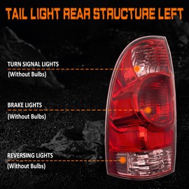 Tail Light Housing Compatible With 2005-2015 Toyota Tacoma Driver Left Side Replace 8156004160 Rear Light W/O Bulbs