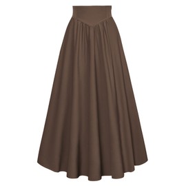 SCARLET DARKNESS Women's Victorian Costume Skirt Medieval High Waist Maxi Skirt, brown, M