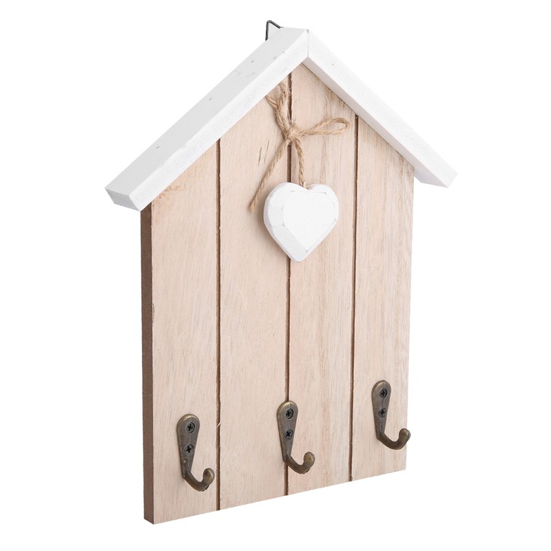 Wall mounted HousE shaped Keys Holder with Three Hanging Hooks