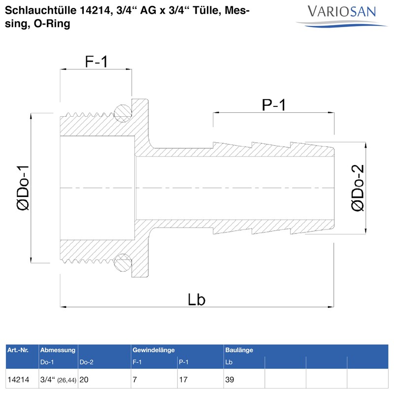 VARIOSAN Hose Nozzle 14214, 3/4 Inch Male x 3/4 Inch