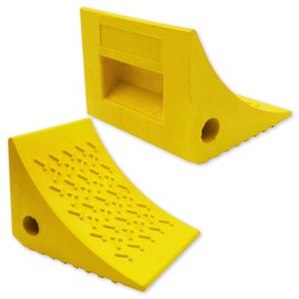 SECURITYMAN Heavy Duty Wheel Chocks (2 Pack) - Durable, Non-Slip, Solid Rubber Wheel Chocks for Boat Trailers, RV, Truck, Camper - Grip on All Surfaces - Trailer Wheel Chocks - Yellow