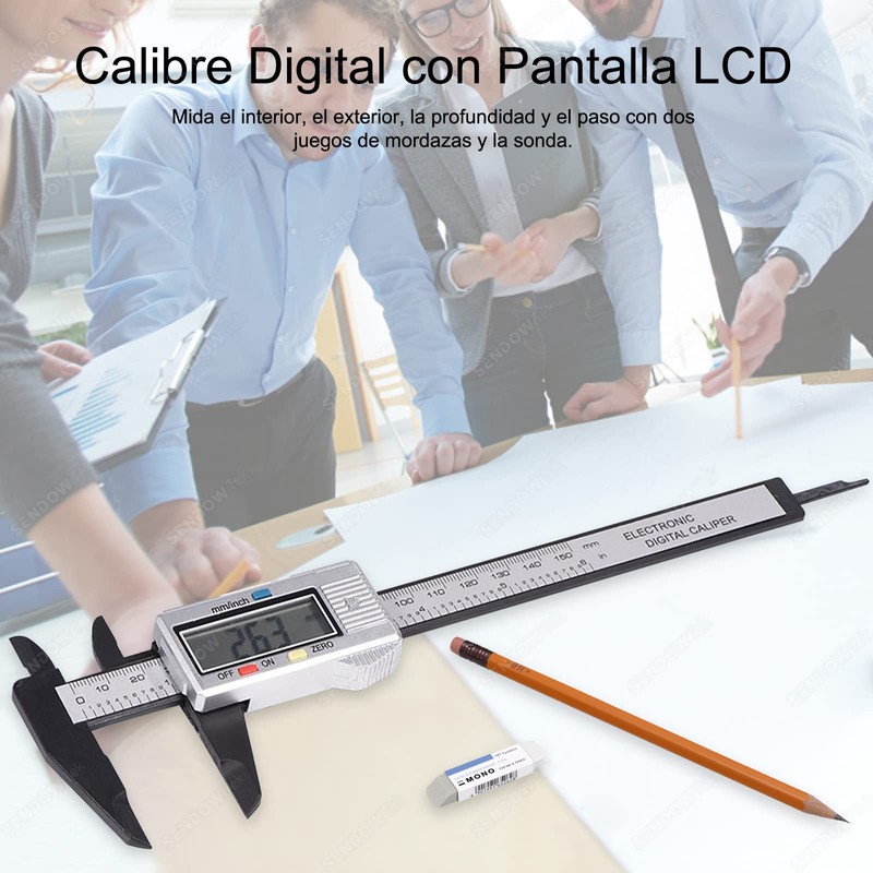 Sendowtek Calibrador Digital Electrónica Calibrador de Pantalla Vernier Digital Inoxidable