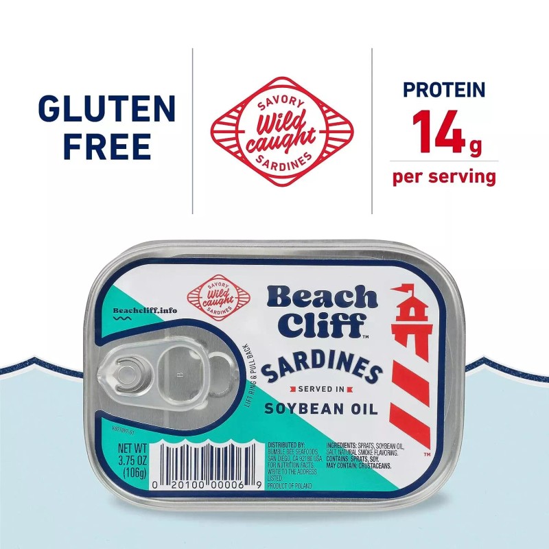 Beach Cliff Sardines in Soybean Oil 3.75 oz., 20 ct.